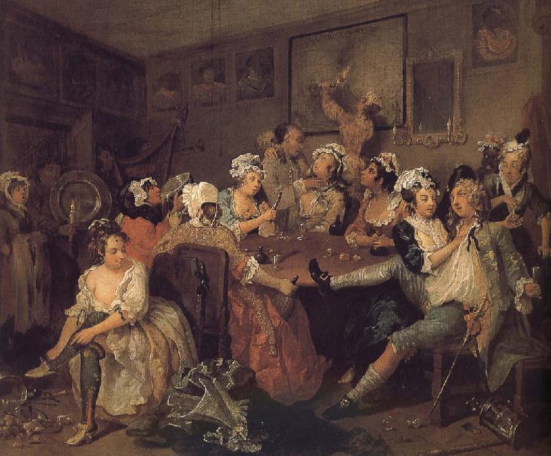 William Hogarth Prodigal son in the hostel Rose